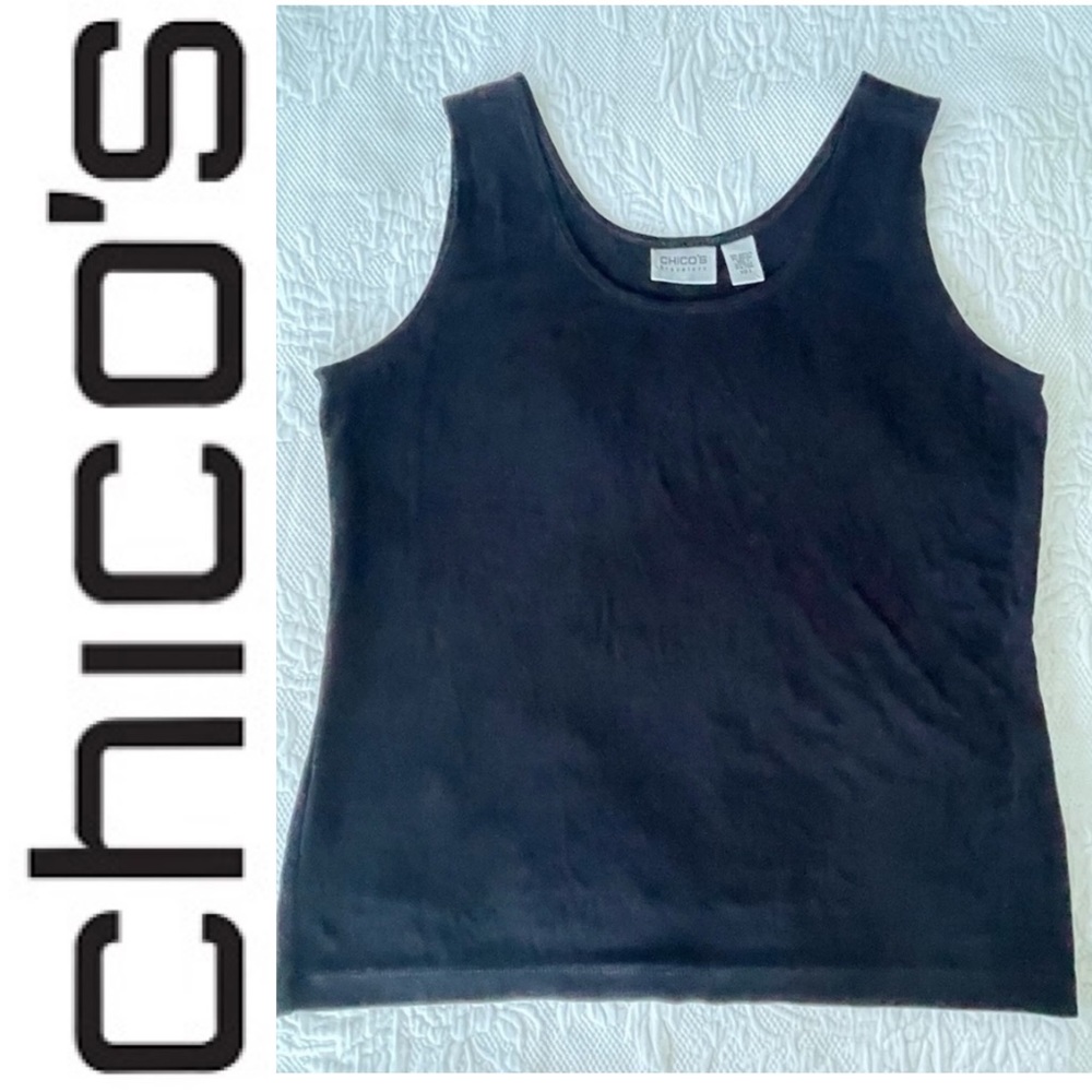 Chico’s Travelers Wrinkle Free Sleeveless Tank Top Black Size 3 XL